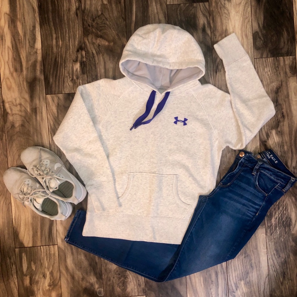 Under Armour hoodie. Grey and purple. Cotton.
